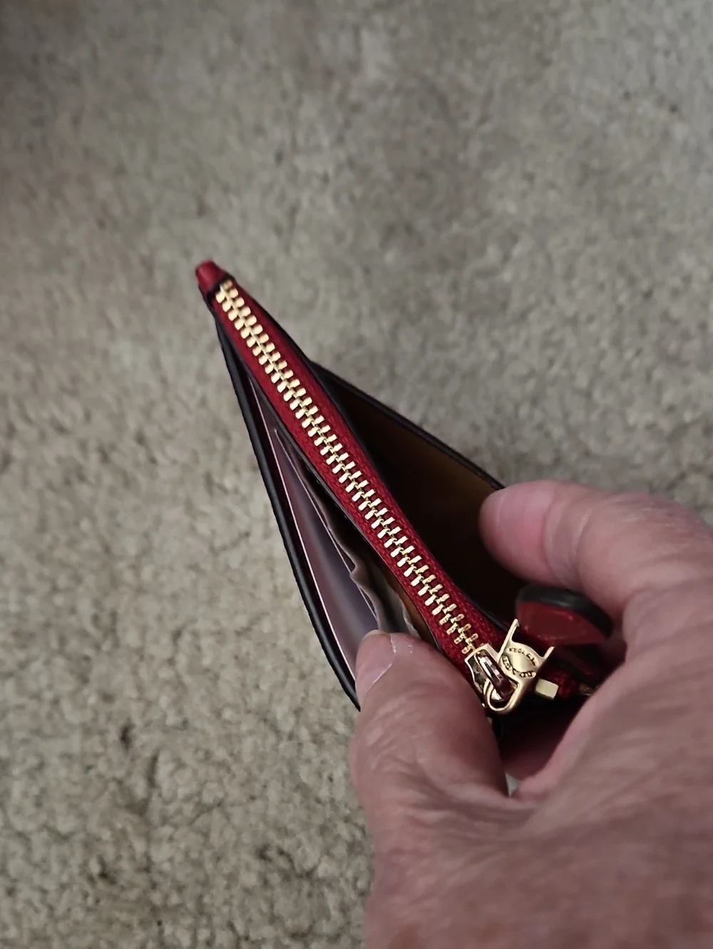 COACH Women's Small Card Case Wallet in Brown and Red